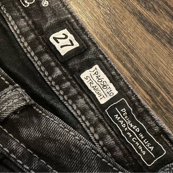 Miss Me Charcoal Black Embellished Flap Pocket Low Rise Skinny Jeans Size 27 - Picture 6 of 13